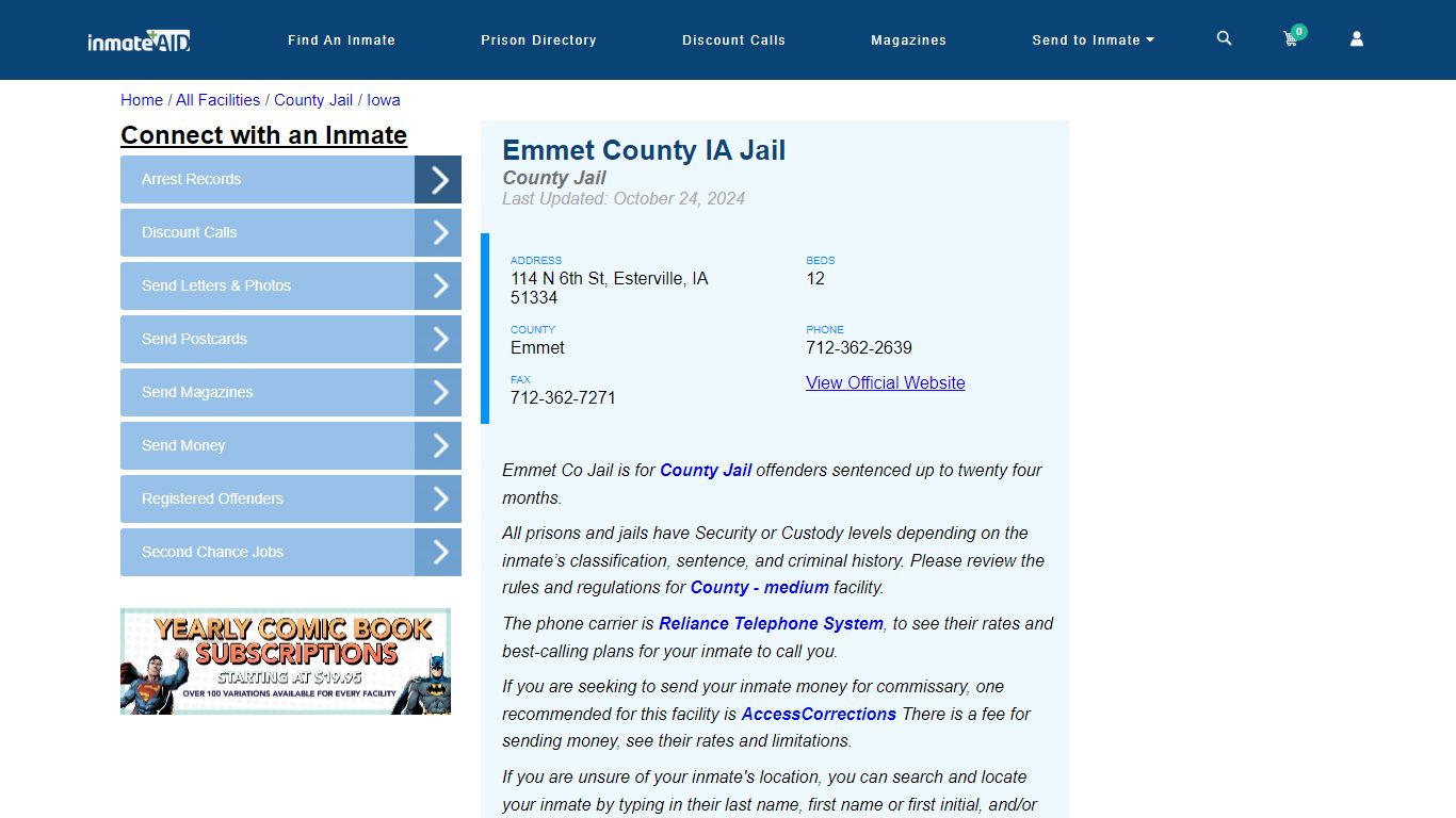 Emmet County IA Jail - Inmate Locator